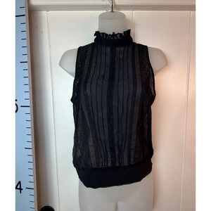 Gadzooks‎ Y2K Whimsigoth Fairy Black Lace Sheer Top Women's Small Mob Wife Sexy